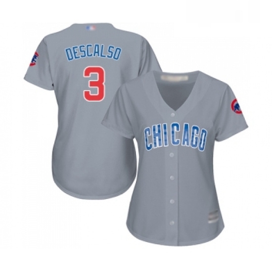 Womens Chicago Cubs 3 Daniel Descalso Authentic Grey Road Baseball Jersey Womens Chicago Cubs 3 Daniel Descalso Authentic Grey Road Baseball Jersey