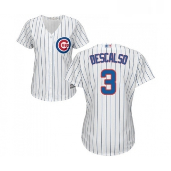 Womens Chicago Cubs 3 Daniel Descalso Authentic White Home Cool Base Baseball Jersey Womens Chicago Cubs 3 Daniel Descalso Authentic White Home Cool Base Baseball Jersey
