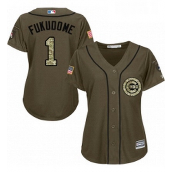 Womens Majestic Chicago Cubs 1 Kosuke Fukudome Authentic Green Salute to Service MLB Jersey Womens Majestic Chicago Cubs 1 Kosuke Fukudome Authentic Green Salute to Service MLB Jersey