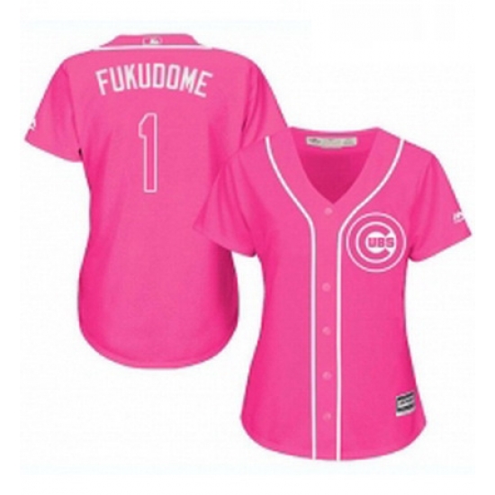 Womens Majestic Chicago Cubs 1 Kosuke Fukudome Authentic Pink Fashion MLB Jersey Womens Majestic Chicago Cubs 1 Kosuke Fukudome Authentic Pink Fashion MLB Jersey