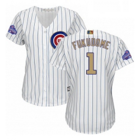 Womens Majestic Chicago Cubs 1 Kosuke Fukudome Authentic White 2017 Gold Program MLB Jersey Womens Majestic Chicago Cubs 1 Kosuke Fukudome Authentic White 2017 Gold Program MLB Jersey