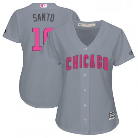 Womens Majestic Chicago Cubs 10 Ron Santo Authentic Grey Mothers Day Cool Base MLB Jersey Womens Majestic Chicago Cubs 10 Ron Santo Authentic Grey Mothers Day Cool Base MLB Jersey