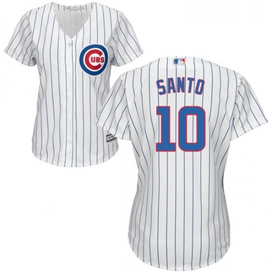Womens Majestic Chicago Cubs 10 Ron Santo Replica White Home Cool Base MLB Jersey Womens Majestic Chicago Cubs 10 Ron Santo Replica White Home Cool Base MLB Jersey