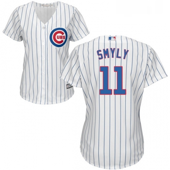 Womens Majestic Chicago Cubs 11 Drew Smyly Replica White Home Cool Base MLB Jersey Womens Majestic Chicago Cubs 11 Drew Smyly Replica White Home Cool Base MLB Jersey