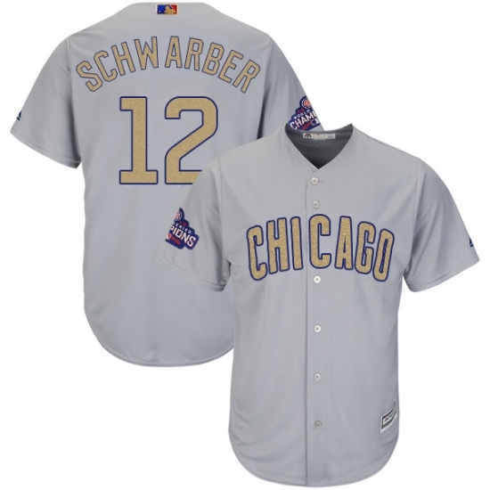 Womens Majestic Chicago Cubs 12 Kyle Schwarber Authentic Gray 2017 Gold Champion MLB Jersey Womens Majestic Chicago Cubs 12 Kyle Schwarber Authentic Gray 2017 Gold Champion MLB Jersey