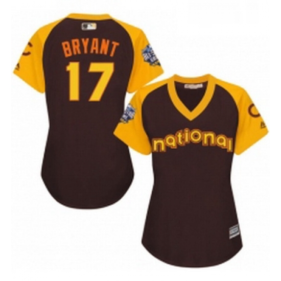 Womens Majestic Chicago Cubs 17 Kris Bryant Authentic Brown 2016 All Star National League BP Cool Base MLB Jersey Womens Majestic Chicago Cubs 17 Kris Bryant Authentic Brown 2016 All Star National League BP Cool Base MLB Jersey