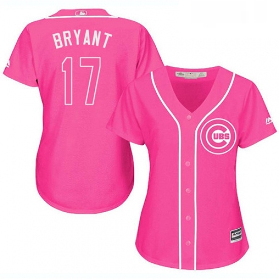 Womens Majestic Chicago Cubs 17 Kris Bryant Authentic Pink Fashion MLB Jersey Womens Majestic Chicago Cubs 17 Kris Bryant Authentic Pink Fashion MLB Jersey