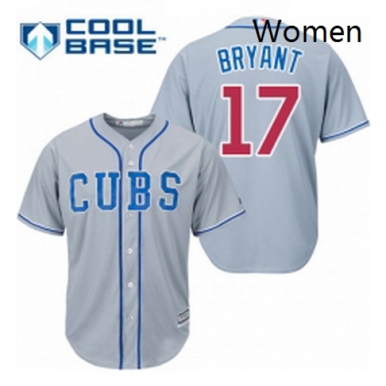 Womens Majestic Chicago Cubs 17 Kris Bryant Replica Grey Alternate Road MLB Jersey Womens Majestic Chicago Cubs 17 Kris Bryant Replica Grey Alternate Road MLB Jersey