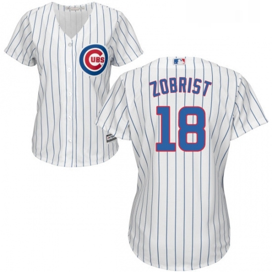 Womens Majestic Chicago Cubs 18 Ben Zobrist Replica White Home Cool Base MLB Jersey Womens Majestic Chicago Cubs 18 Ben Zobrist Replica White Home Cool Base MLB Jersey