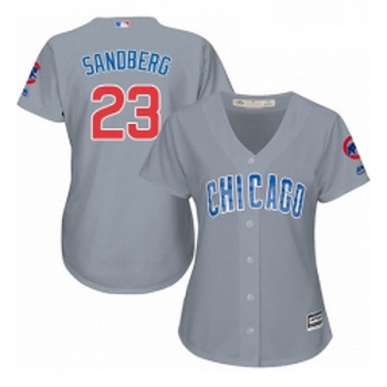 Womens Majestic Chicago Cubs 23 Ryne Sandberg Authentic Grey Road MLB Jersey Womens Majestic Chicago Cubs 23 Ryne Sandberg Authentic Grey Road MLB Jersey