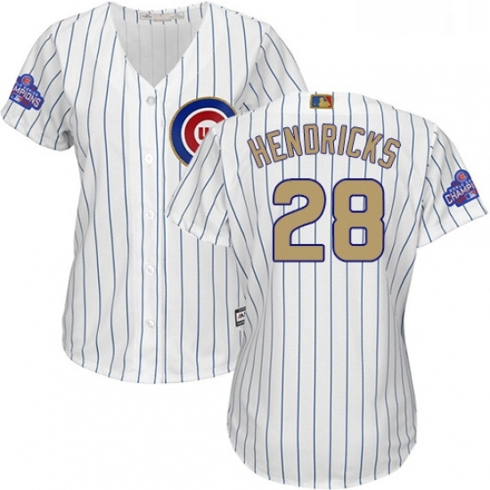 Womens Majestic Chicago Cubs 28 Kyle Hendricks Authentic White 2017 Gold Program MLB Jersey Womens Majestic Chicago Cubs 28 Kyle Hendricks Authentic White 2017 Gold Program MLB Jersey