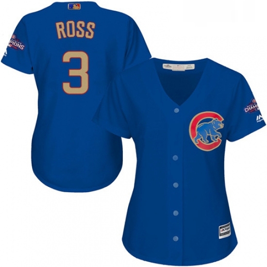 Womens Majestic Chicago Cubs 3 David Ross Authentic Royal Blue 2017 Gold Champion MLB Jersey Womens Majestic Chicago Cubs 3 David Ross Authentic Royal Blue 2017 Gold Champion MLB Jersey