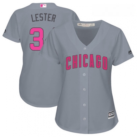 Womens Majestic Chicago Cubs 34 Jon Lester Authentic Grey Mothers Day Cool Base MLB Jersey Womens Majestic Chicago Cubs 34 Jon Lester Authentic Grey Mothers Day Cool Base MLB Jersey