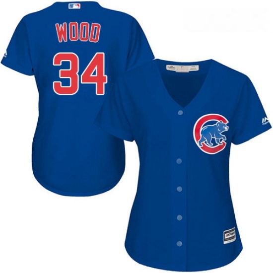Womens Majestic Chicago Cubs 34 Kerry Wood Authentic Royal Blue Alternate MLB Jersey Womens Majestic Chicago Cubs 34 Kerry Wood Authentic Royal Blue Alternate MLB Jersey