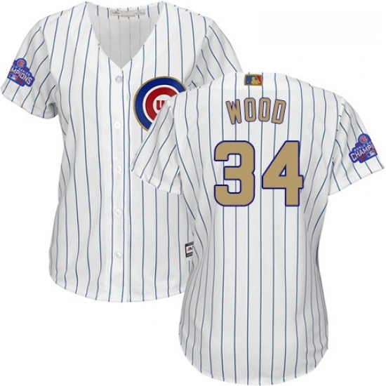 Womens Majestic Chicago Cubs 34 Kerry Wood Authentic White 2017 Gold Program MLB Jersey Womens Majestic Chicago Cubs 34 Kerry Wood Authentic White 2017 Gold Program MLB Jersey