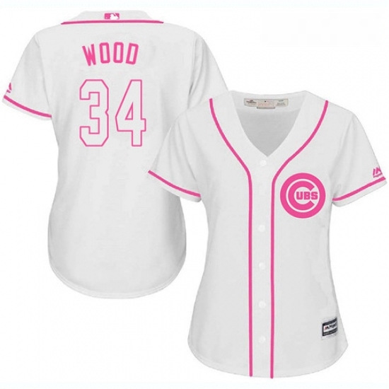 Womens Majestic Chicago Cubs 34 Kerry Wood Authentic White Fashion MLB Jersey Womens Majestic Chicago Cubs 34 Kerry Wood Authentic White Fashion MLB Jersey