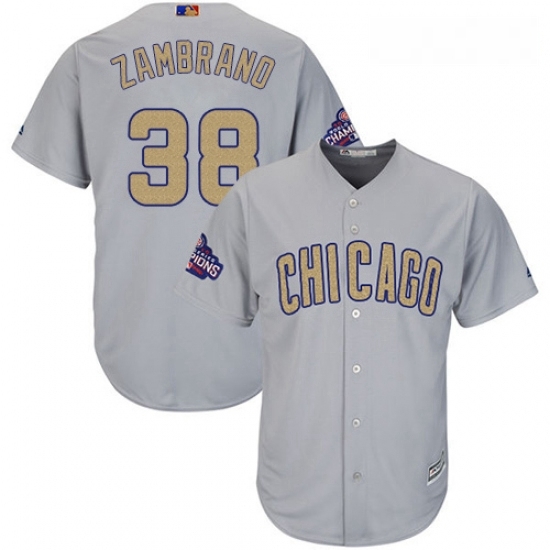 Womens Majestic Chicago Cubs 38 Carlos Zambrano Authentic Gray 2017 Gold Champion MLB Jersey Womens Majestic Chicago Cubs 38 Carlos Zambrano Authentic Gray 2017 Gold Champion MLB Jersey