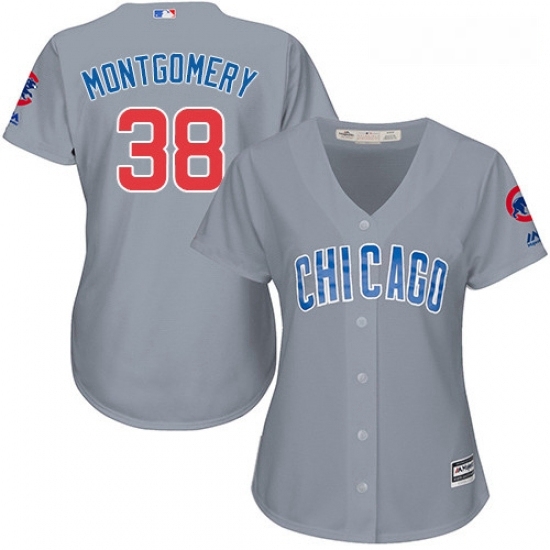 Womens Majestic Chicago Cubs 38 Mike Montgomery Replica Grey Road MLB Jersey Womens Majestic Chicago Cubs 38 Mike Montgomery Replica Grey Road MLB Jersey