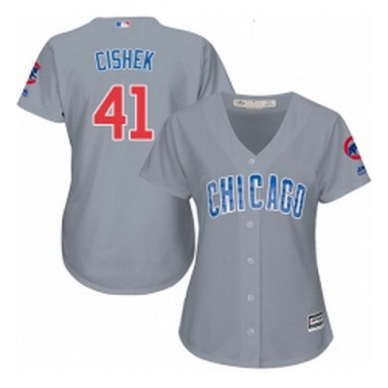Womens Majestic Chicago Cubs 41 Steve Cishek Authentic Grey Road MLB Jersey Womens Majestic Chicago Cubs 41 Steve Cishek Authentic Grey Road MLB Jersey