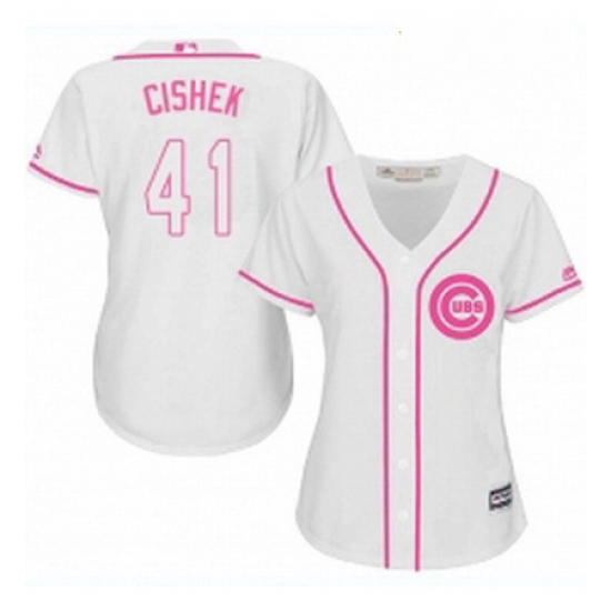 Womens Majestic Chicago Cubs 41 Steve Cishek Replica White Fashion MLB Jersey Womens Majestic Chicago Cubs 41 Steve Cishek Replica White Fashion MLB Jersey