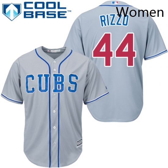 Womens Majestic Chicago Cubs 44 Anthony Rizzo Replica Grey Alternate Road MLB Jersey Womens Majestic Chicago Cubs 44 Anthony Rizzo Replica Grey Alternate Road MLB Jersey