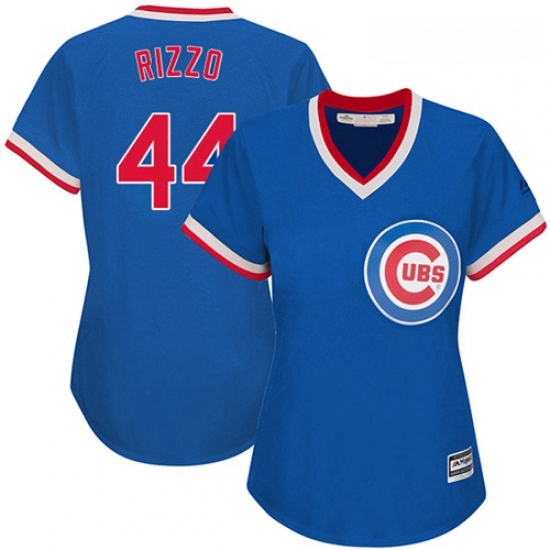 Womens Majestic Chicago Cubs 44 Anthony Rizzo Replica Royal Blue Cooperstown MLB Jersey Womens Majestic Chicago Cubs 44 Anthony Rizzo Replica Royal Blue Cooperstown MLB Jersey