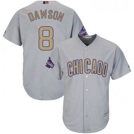 Womens Majestic Chicago Cubs 8 Andre Dawson Authentic Gray 2017 Gold Champion MLB Jersey Womens Majestic Chicago Cubs 8 Andre Dawson Authentic Gray 2017 Gold Champion MLB Jersey