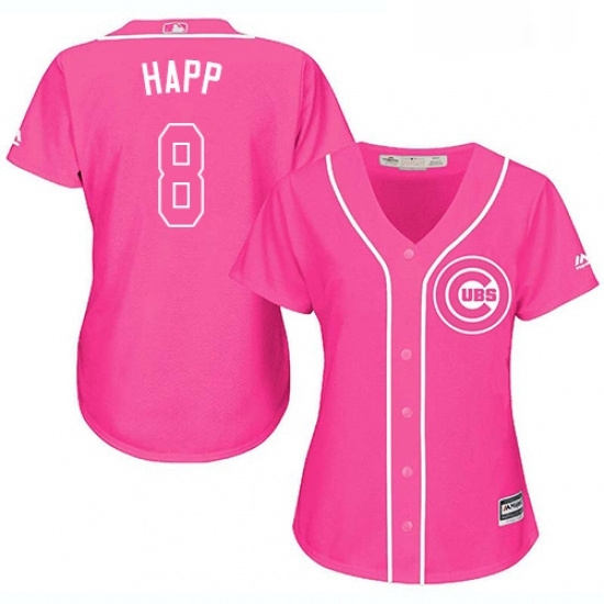 Womens Majestic Chicago Cubs 8 Ian Happ Authentic Pink Fashion MLB Jersey Womens Majestic Chicago Cubs 8 Ian Happ Authentic Pink Fashion MLB Jersey