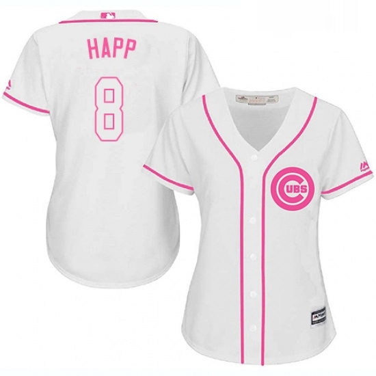 Womens Majestic Chicago Cubs 8 Ian Happ Authentic White Fashion MLB Jersey Womens Majestic Chicago Cubs 8 Ian Happ Authentic White Fashion MLB Jersey