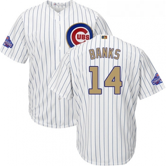 Youth Majestic Chicago Cubs 14 Ernie Banks Authentic White 2017 Gold Program Cool Base MLB Jersey Youth Majestic Chicago Cubs 14 Ernie Banks Authentic White 2017 Gold Program Cool Base MLB Jersey