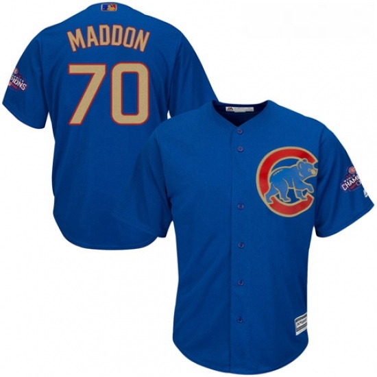 Youth Majestic Chicago Cubs 70 Joe Maddon Authentic Royal Blue 2017 Gold Champion Cool Base MLB Jersey Youth Majestic Chicago Cubs 70 Joe Maddon Authentic Royal Blue 2017 Gold Champion Cool Base MLB Jersey
