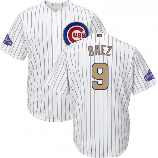 Youth Majestic Chicago Cubs 9 Javier Baez Authentic White 2017 Gold Program Cool Base MLB Jersey Youth Majestic Chicago Cubs 9 Javier Baez Authentic White 2017 Gold Program Cool Base MLB Jersey