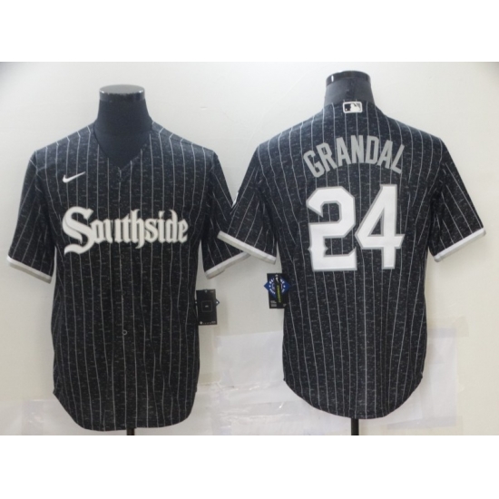 Chicago White Sox 24 Yasmani Grandal Black 2021 City Connect Cool Base Jersey Chicago White Sox 24 Yasmani Grandal Black 2021 City Connect Cool Base Jersey