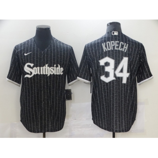 Chicago White Sox 34 Michael Kopech Black 2021 City Connect Cool Base Jersey Chicago White Sox 34 Michael Kopech Black 2021 City Connect Cool Base Jersey