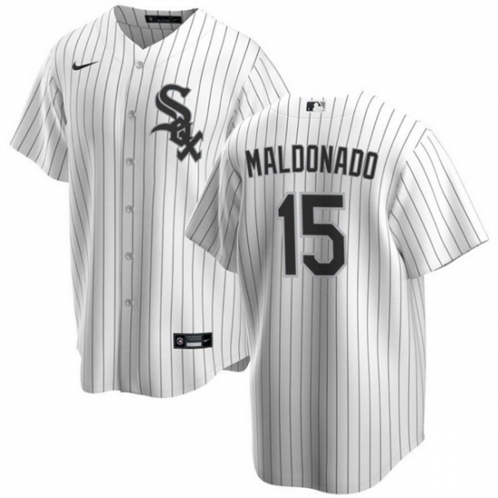 Men Chicago White Sox 15 Mart EDn Maldonado White Cool Base Stitched Jersey Men Chicago White Sox 15 Mart EDn Maldonado White Cool Base Stitched Jersey