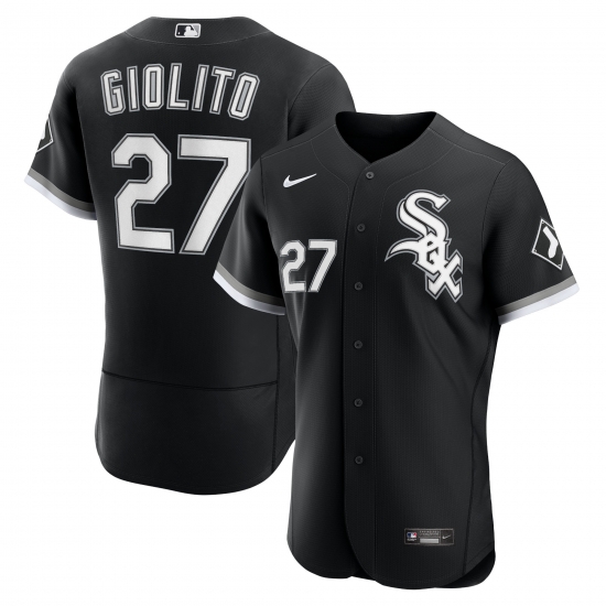Men Chicago White Sox 27 Lucas Giolito Black Flex Base Stitched Baseball Jersey Men Chicago White Sox 27 Lucas Giolito Black Flex Base Stitched Baseball Jersey