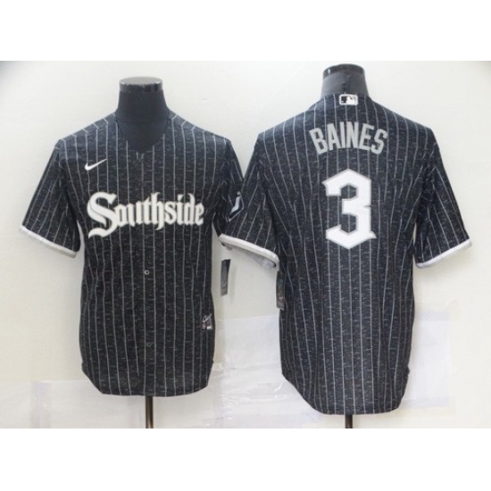 Men Chicago White Sox 3 Harold Baines Black 2021 City Connect Stitched MLB Cool Base Nike Jersey Men Chicago White Sox 3 Harold Baines Black 2021 City Connect Stitched MLB Cool Base Nike Jersey