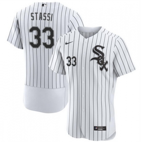 Men Chicago White Sox 33 Max Stassi White Flex Base Stitched Baseball Jersey Men Chicago White Sox 33 Max Stassi White Flex Base Stitched Baseball Jersey