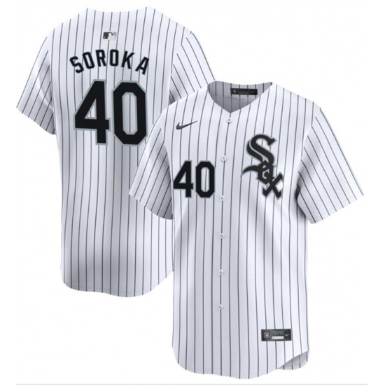 Men Chicago White Sox 40 Michael Soroka White Home Limited Stitched Baseball Jersey Men Chicago White Sox 40 Michael Soroka White Home Limited Stitched Baseball Jersey