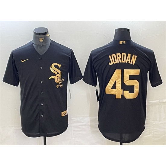 Men Chicago White Sox 45 Michael Jordan Black Cool Base Stitched Jersey Men Chicago White Sox 45 Michael Jordan Black Cool Base Stitched Jersey