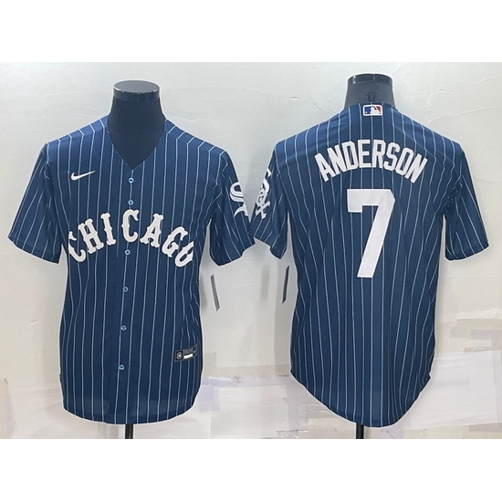 Men Chicago White Sox 7 Tim Anderson Navy Cool Base Stitched Jersey Men Chicago White Sox 7 Tim Anderson Navy Cool Base Stitched Jersey