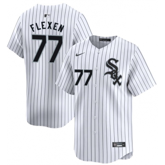 Men Chicago White Sox 77 Chris Flexen White Home Limited Stitched Baseball Jersey Men Chicago White Sox 77 Chris Flexen White Home Limited Stitched Baseball Jersey