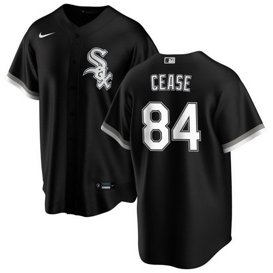 Men Chicago White Sox 84 Dylan Cease Black Cool Base Stitched Jersey Men Chicago White Sox 84 Dylan Cease Black Cool Base Stitched Jersey