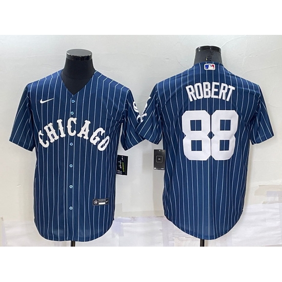 Men Chicago White Sox 88 Luis Robert Navy Cool Base Stitched Jersey Men Chicago White Sox 88 Luis Robert Navy Cool Base Stitched Jersey