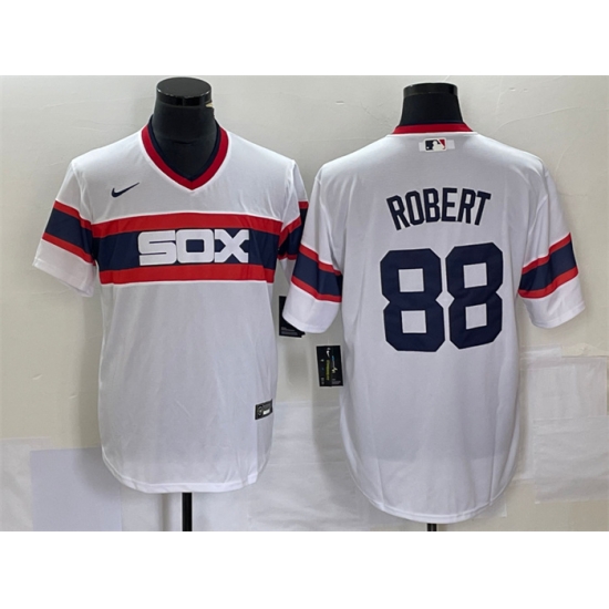 Men Chicago White Sox 88 Luis Robert White Cool Base Stitched Jersey Men Chicago White Sox 88 Luis Robert White Cool Base Stitched Jersey