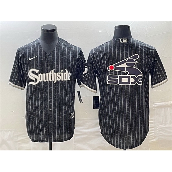 Men Chicago White Sox Black Team Big Logo Cool Base Stitched Jersey Men Chicago White Sox Black Team Big Logo Cool Base Stitched Jersey
