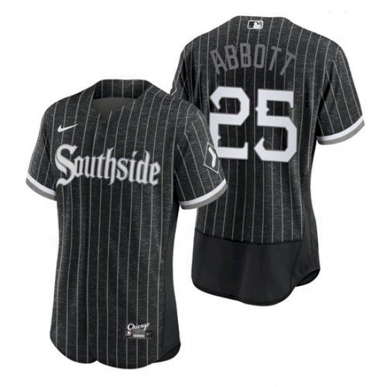 Men's Chicago White Sox Southside Jim Abbott Black Authentic Jersey Men's Chicago White Sox Southside Jim Abbott Black Authentic Jersey