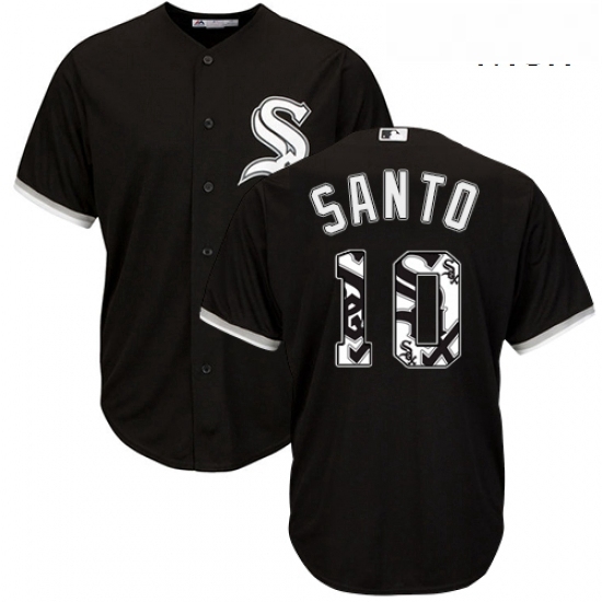 Mens Majestic Chicago White Sox 10 Ron Santo Authentic Black Team Logo Fashion Cool Base MLB Jersey Mens Majestic Chicago White Sox 10 Ron Santo Authentic Black Team Logo Fashion Cool Base MLB Jersey