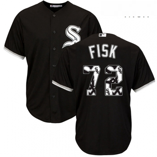 Mens Majestic Chicago White Sox 72 Carlton Fisk Authentic Black Team Logo Fashion Cool Base MLB Jersey Mens Majestic Chicago White Sox 72 Carlton Fisk Authentic Black Team Logo Fashion Cool Base MLB Jersey