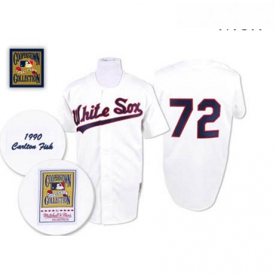 Mens Mitchell and Ness 1990 Chicago White Sox 72 Carlton Fisk Authentic White Throwback MLB Jersey Mens Mitchell and Ness 1990 Chicago White Sox 72 Carlton Fisk Authentic White Throwback MLB Jersey